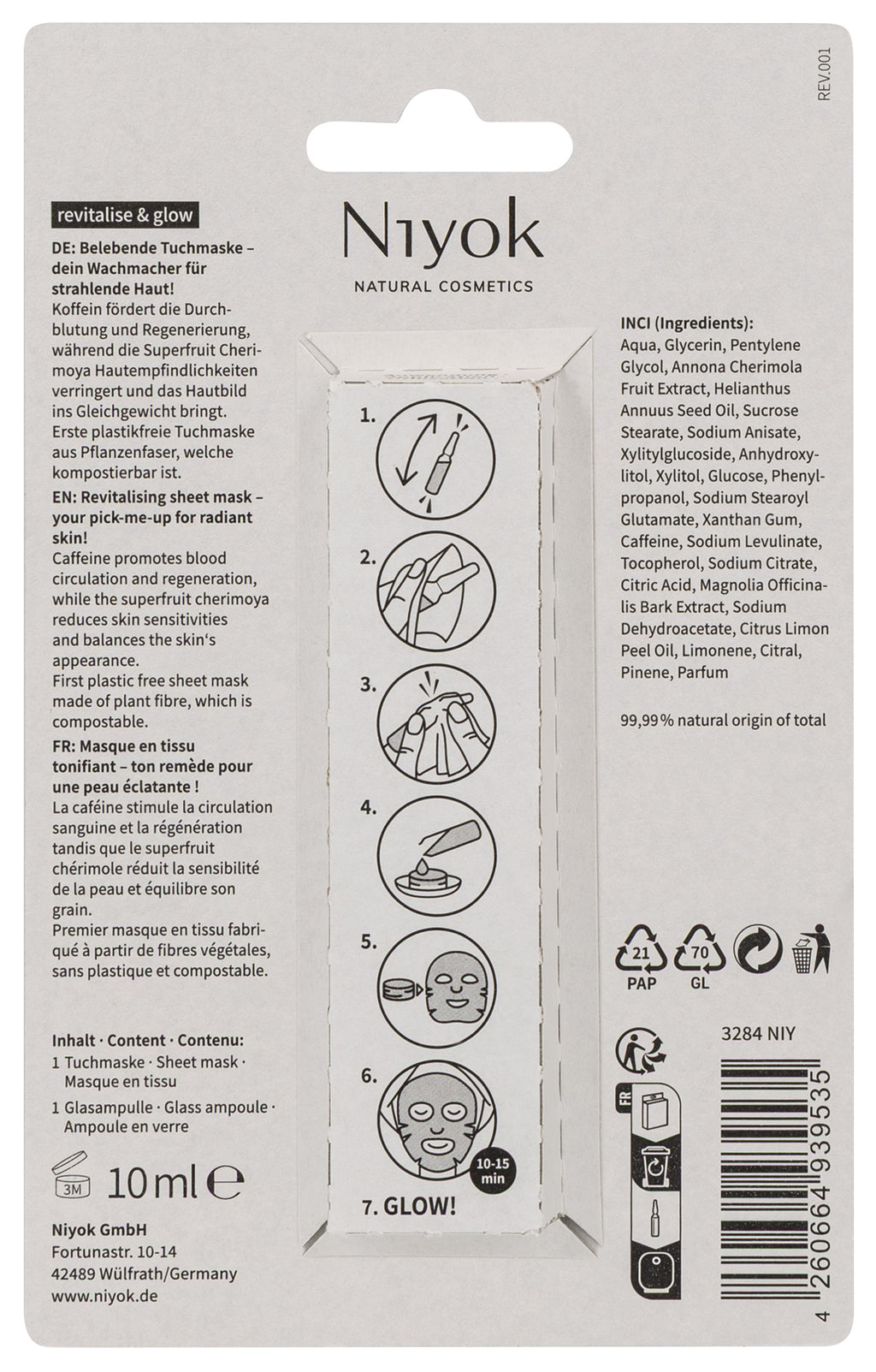Niyok sheet mask Revitalise & Glow 10.00 Milliliter