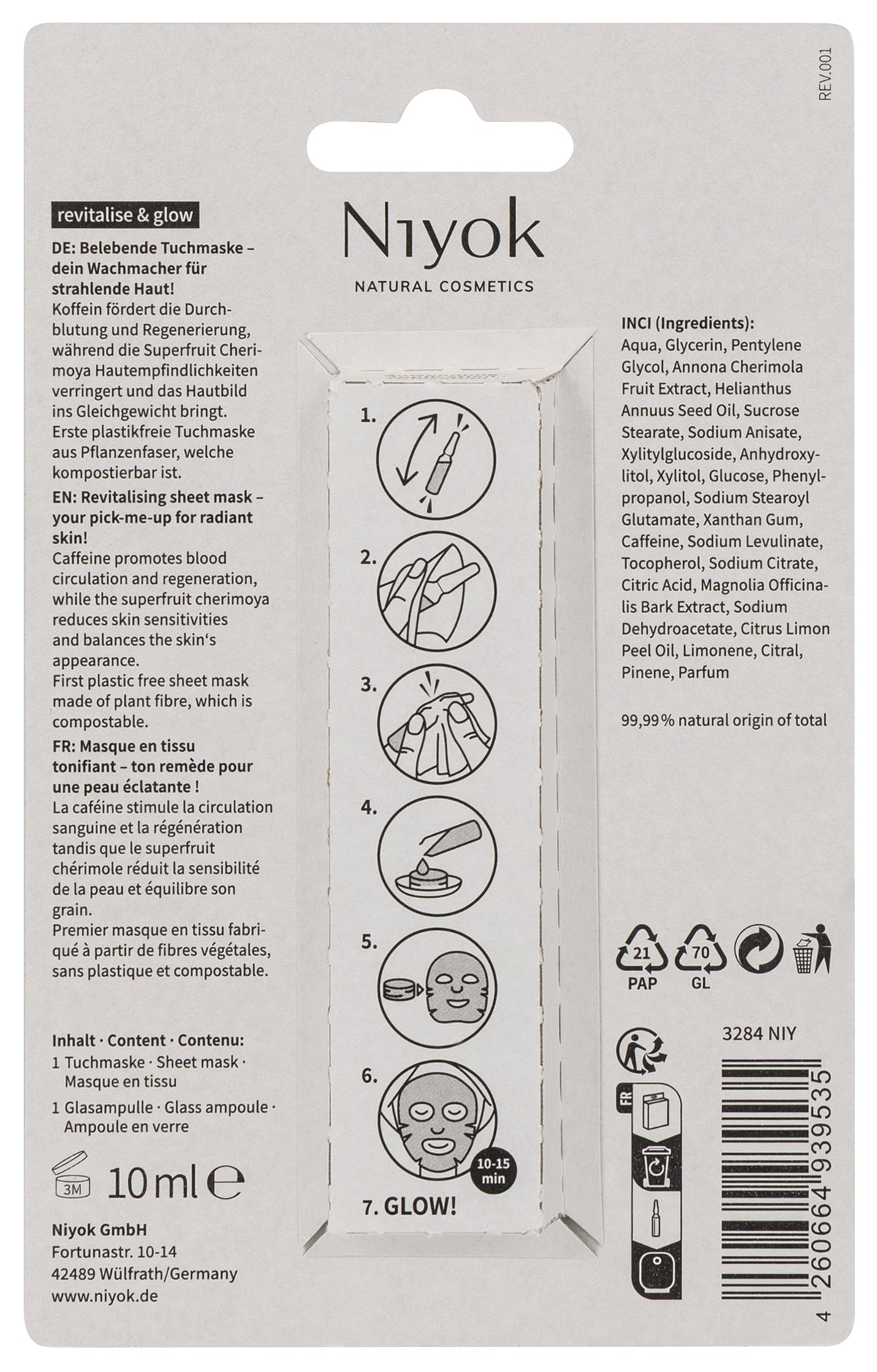 Niyok sheet mask Revitalise & Glow 10.00 Milliliter