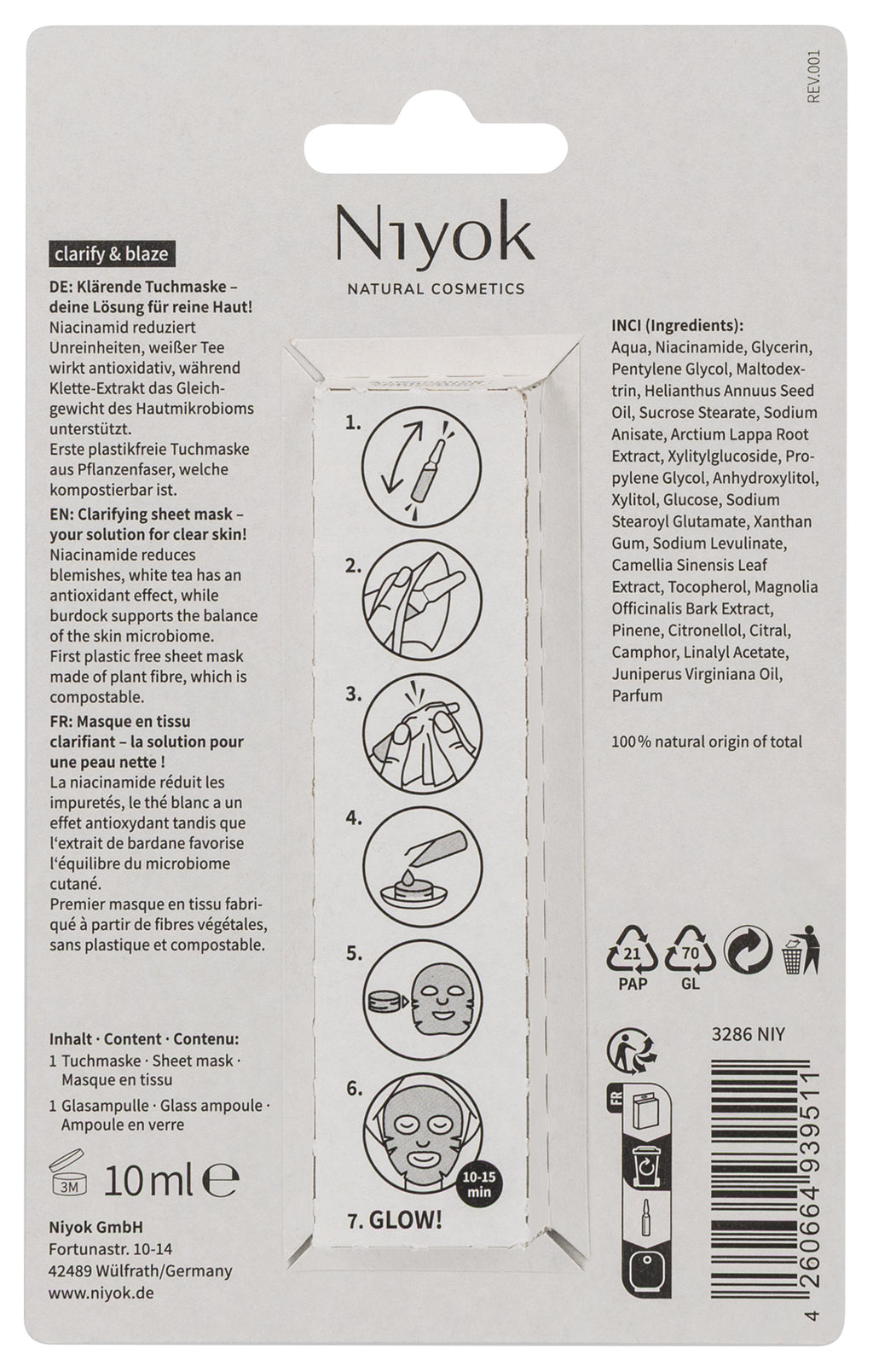 Niyok Sheet mask Clarify & Blaze 10.00 Milliliter