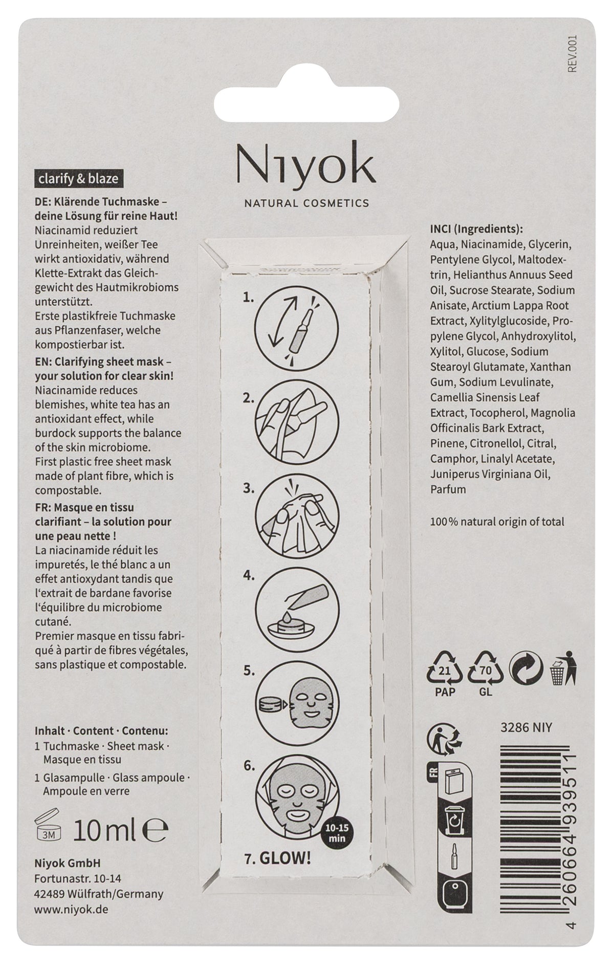 Niyok Sheet mask Clarify & Blaze 10.00 Milliliter