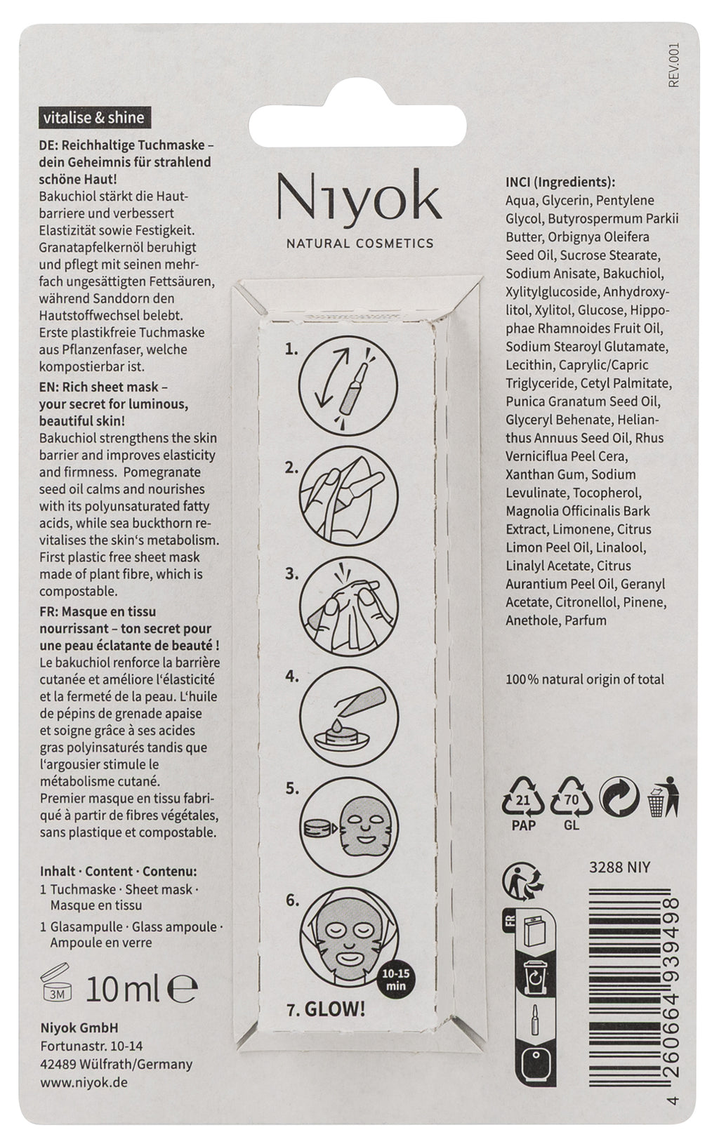 Niyok sheet mask Vitalize & Shine 10.00 Milliliter