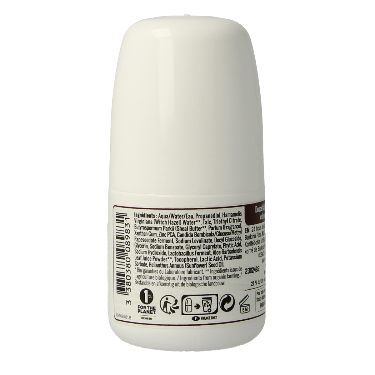 Douce Nature Deodorant roll on met karite sheabutter 24h bio 50.00 Milliliter