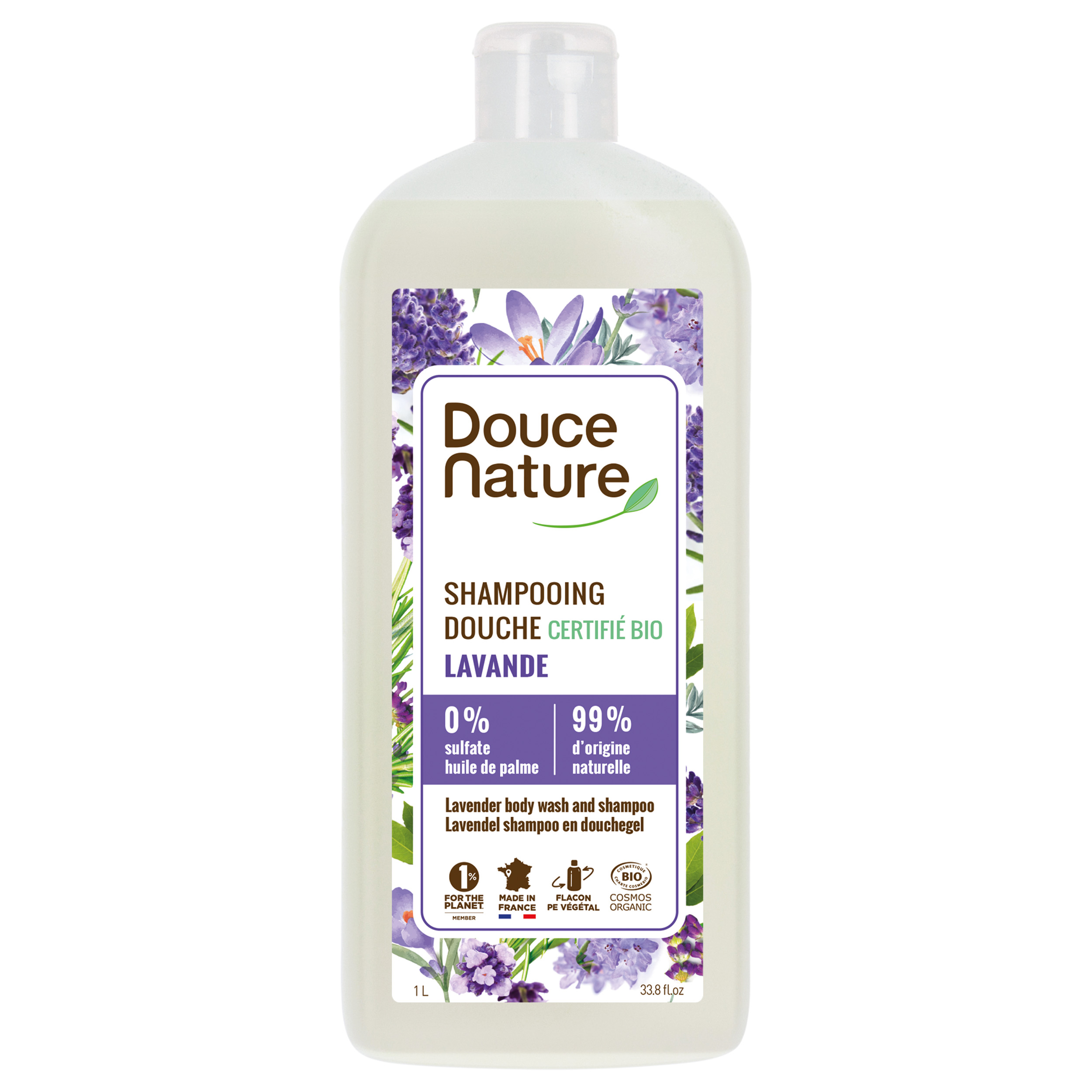 Douce Nature Douchegel & shampoo lavendel bio 1.00 Liter
