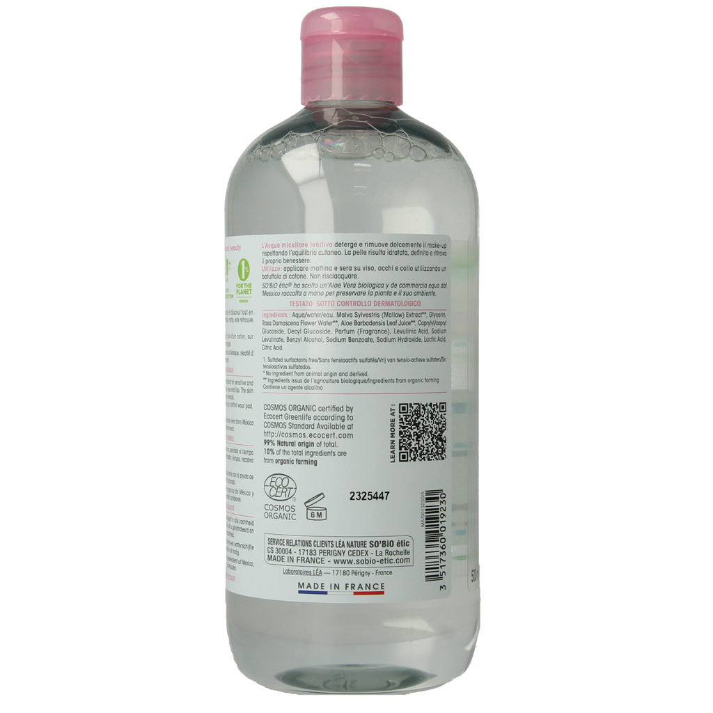 So Bio Etic Hydra aloe vera micellar water 500.00 Milliliter