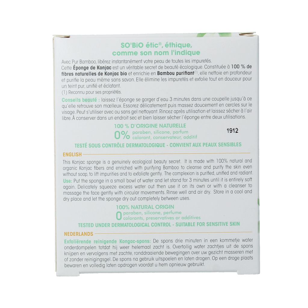 So Bio Etic Bamboo konjac sponge 1.00 Stuks
