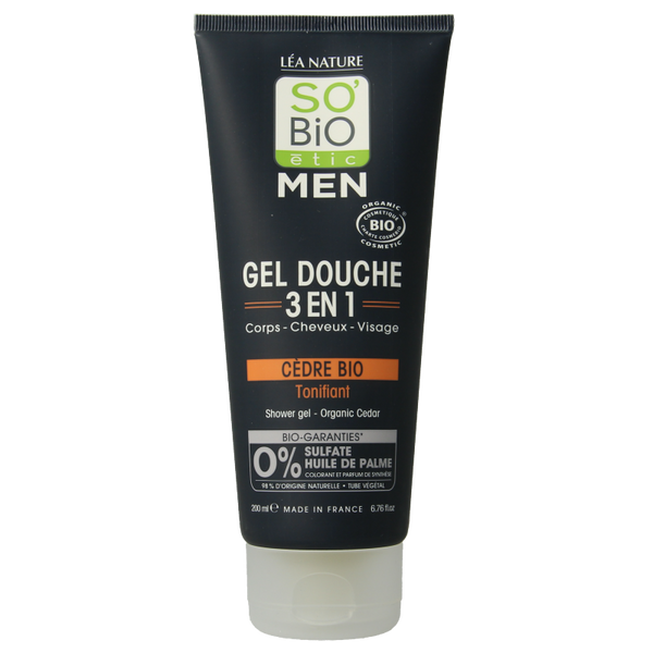 So Bio Etic Showergel for men 3 in 1 cedar 200 Milliliter