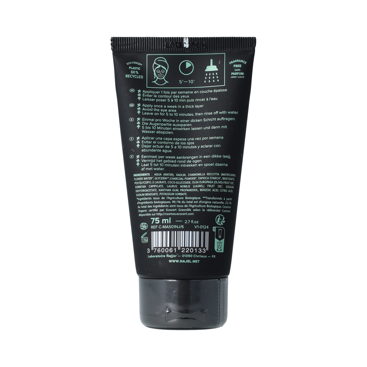Najel Aleppo Gezichtsmasker houtskool 75.00 Milliliter