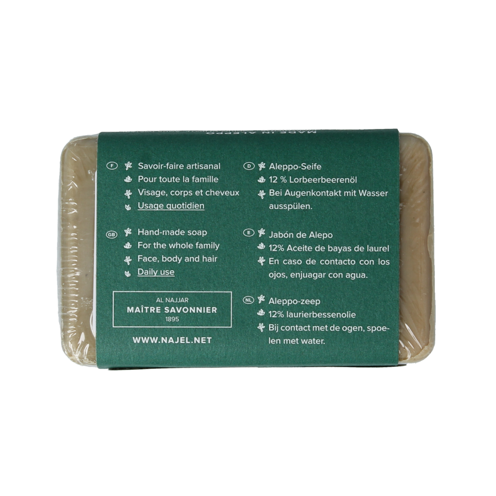 Najel Aleppo Aleppo zeep laurier olie 12% 100.00 Gram
