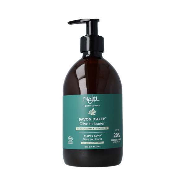 Najel Aleppo Zeep liquid laurier 20% pompfles 500.00 Milliliter
