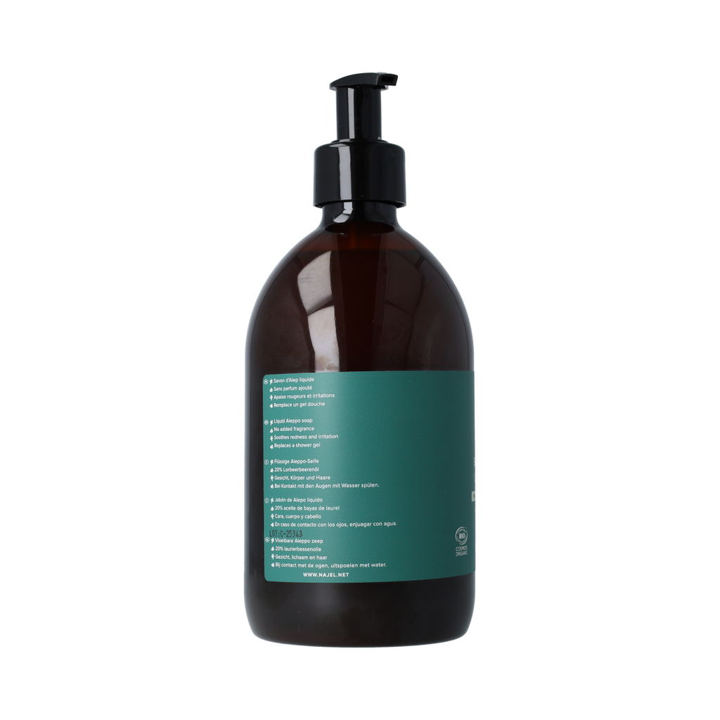 Najel Aleppo Zeep liquid laurier 20% pompfles 500.00 Milliliter