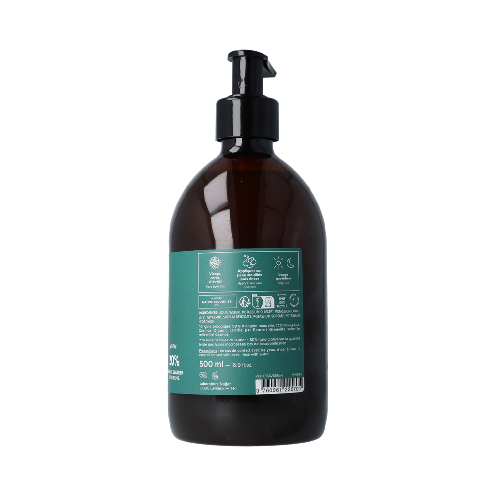 Najel Aleppo Zeep liquid laurier 20% pompfles 500.00 Milliliter