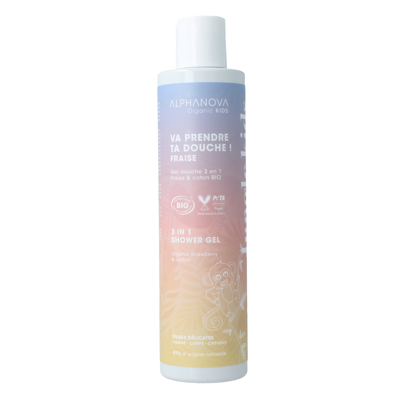 Alphanova Kids Kids bio showergel strawberry 250 Milliliter