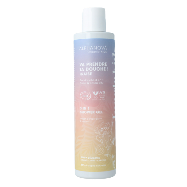 Alphanova Kids Kids bio showergel strawberry 250 Milliliter