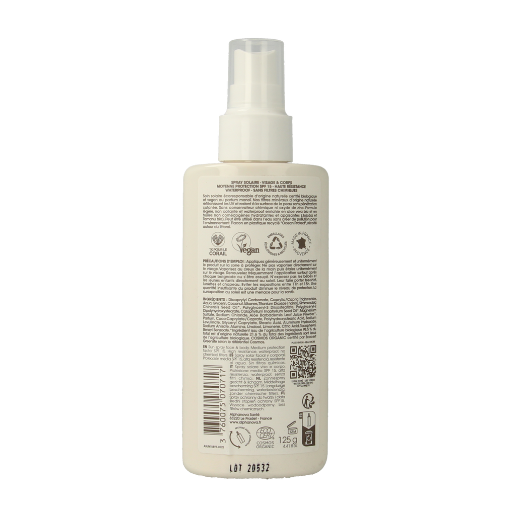 Alphanova Sun Sun bio spray SPF15 vegan 125.00 Milliliter