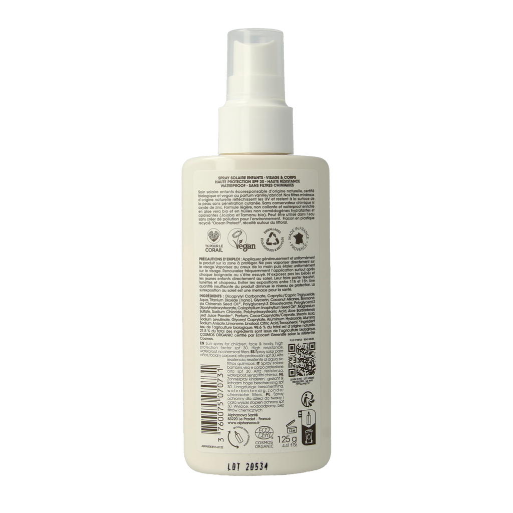 Alphanova Sun Sun bio kids spray SPF30 vegan 125.00 Milliliter