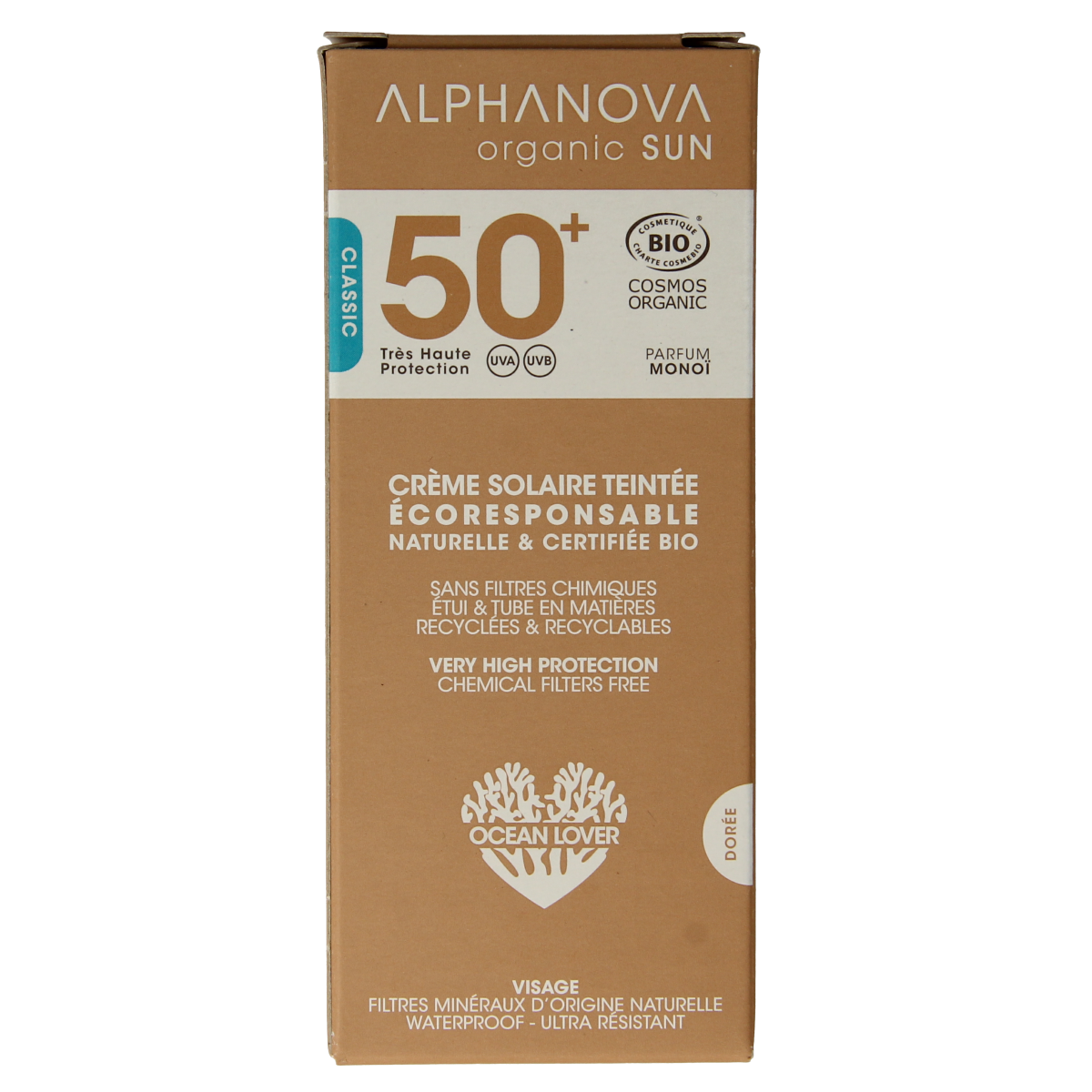 Alphanova Sun Sun bio tinted sunscreen cream golden SPF50+ 50.00 Gram