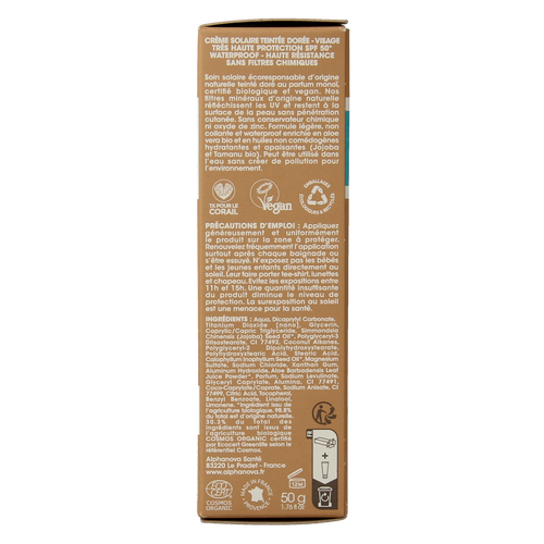 Alphanova Sun Sun bio tinted sunscreen cream golden SPF50+ 50.00 Gram