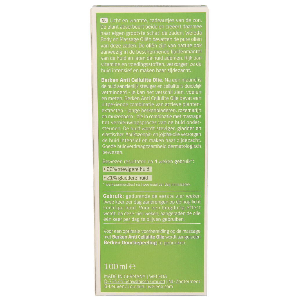 Weleda Berken anti cellulite olie 100.00 Milliliter