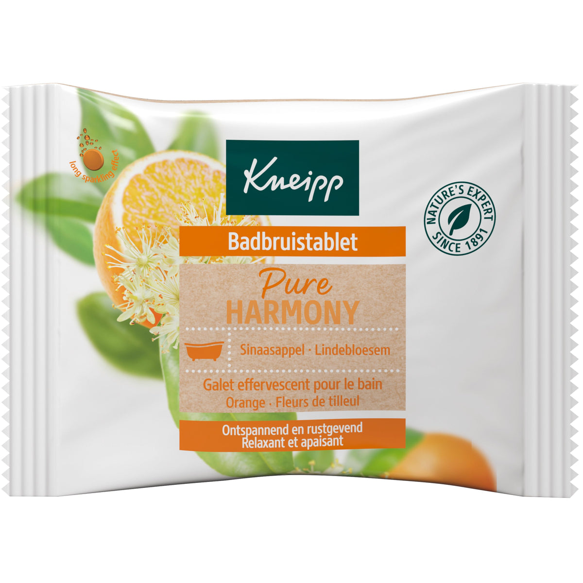 Kneipp Badbruistablet pure harmony oranje lindebloesem 80.00 Gram