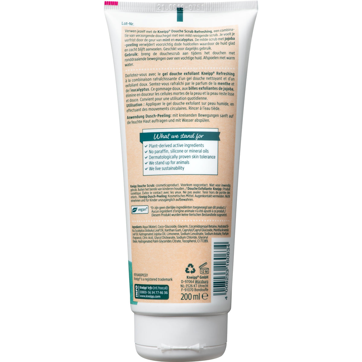 Kneipp Refreshing douche scrub mint eucalyptus en jojoba 200.00 Milliliter
