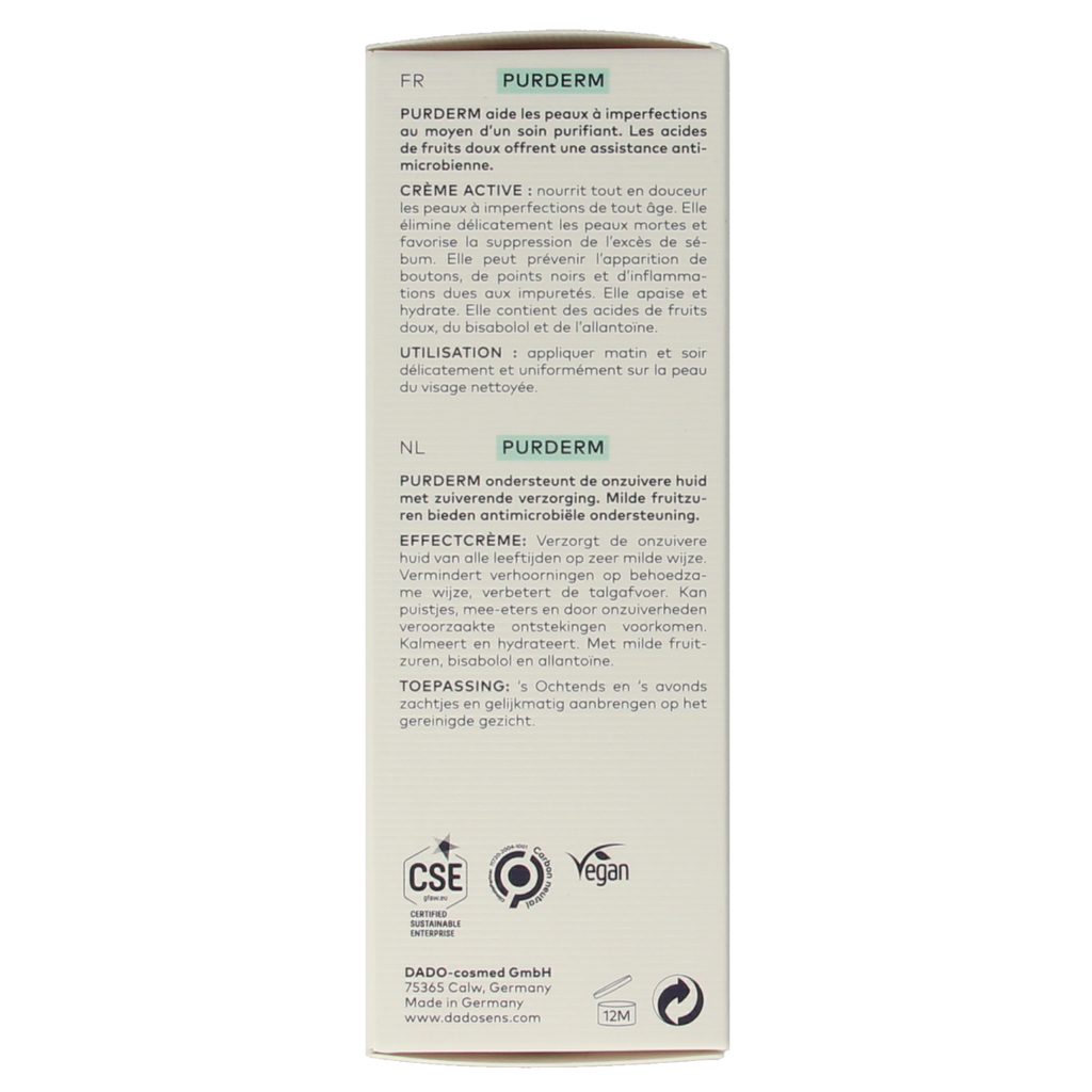 Dado Sens Purderm normalizing cream bio 50.00 Milliliter