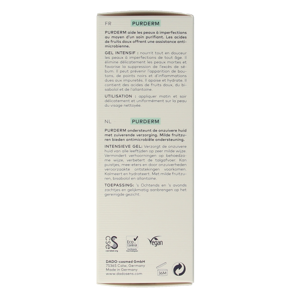 Dado Sens Purderm intensive gel bio 50.00 Milliliter