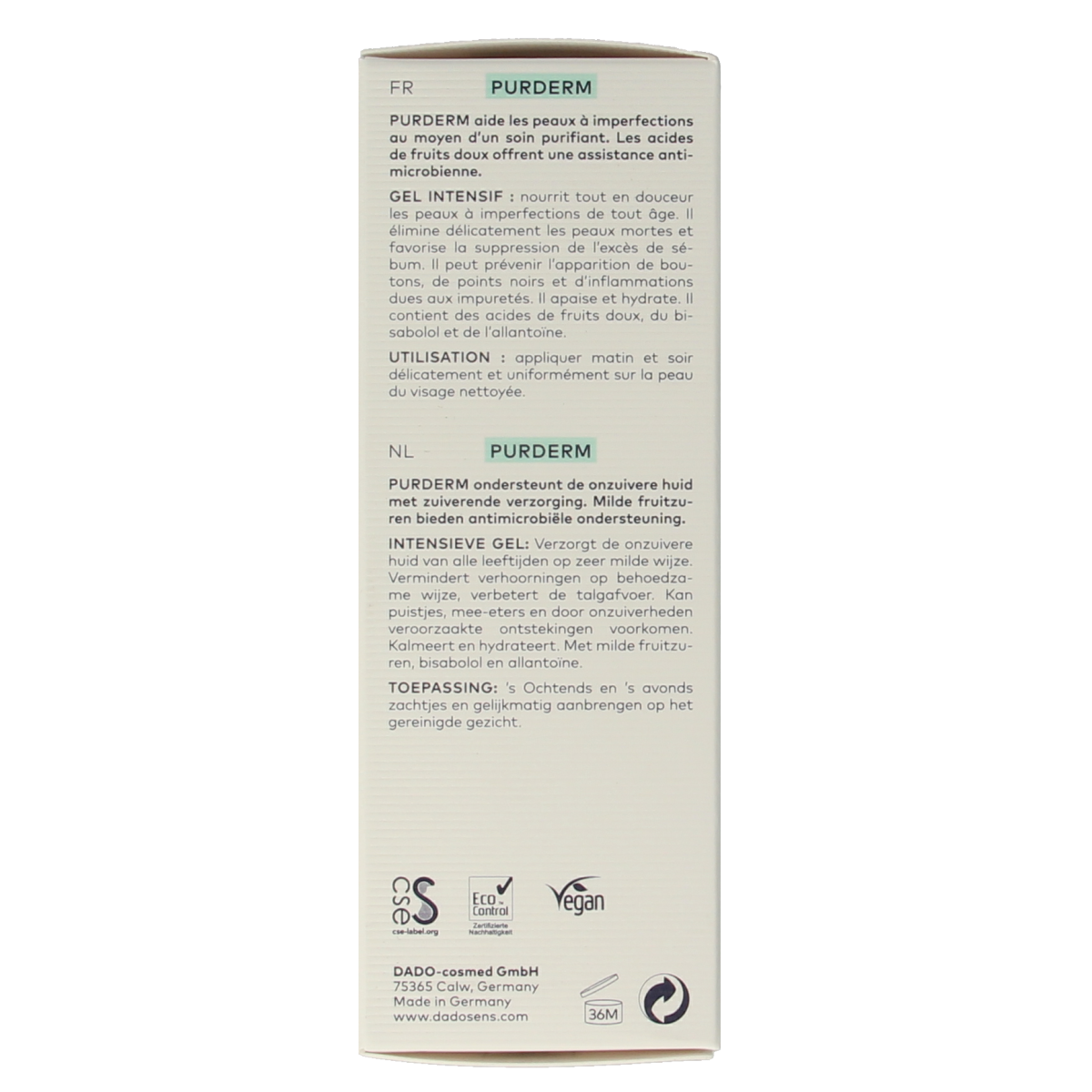 Dado Sens Purderm intensive gel bio 50.00 Milliliter