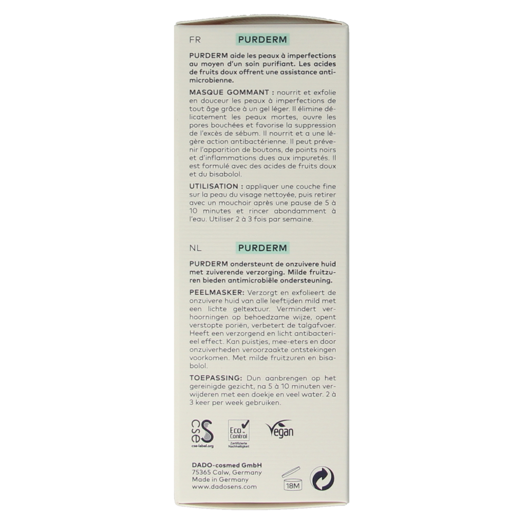 Dado Sens Purderm cleansing mask bio 50.00 Milliliter