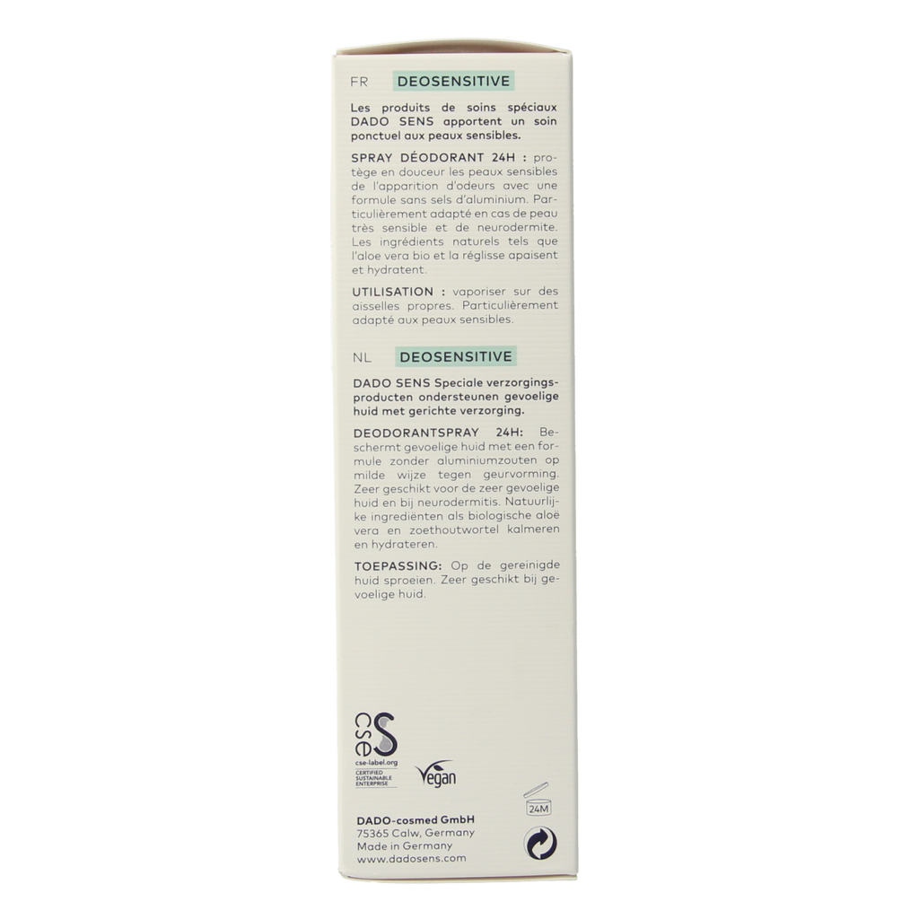 Dado Sens Deosensitive deodorant spray bio 75.00 Milliliter