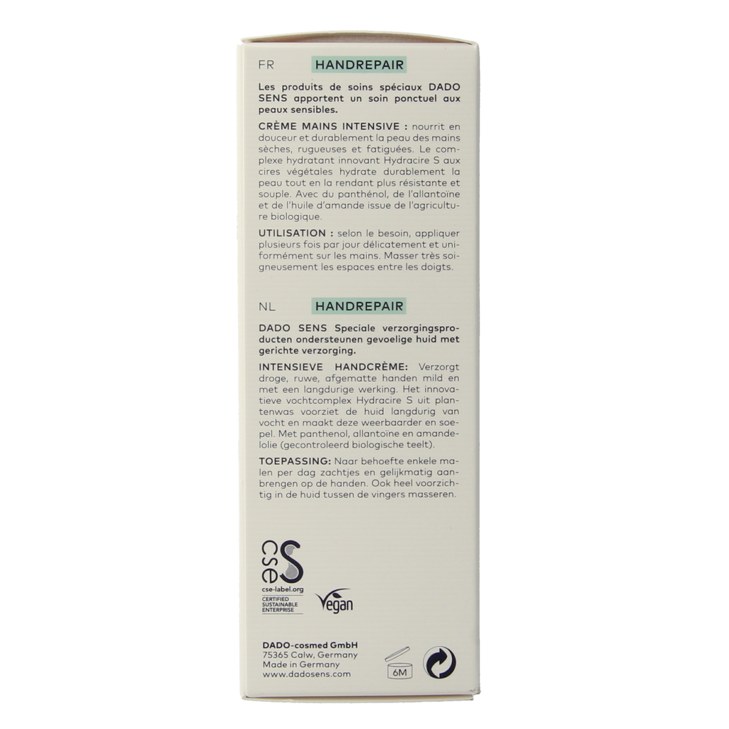 Dado Sens Handrepair intensive cream bio 50.00 Milliliter