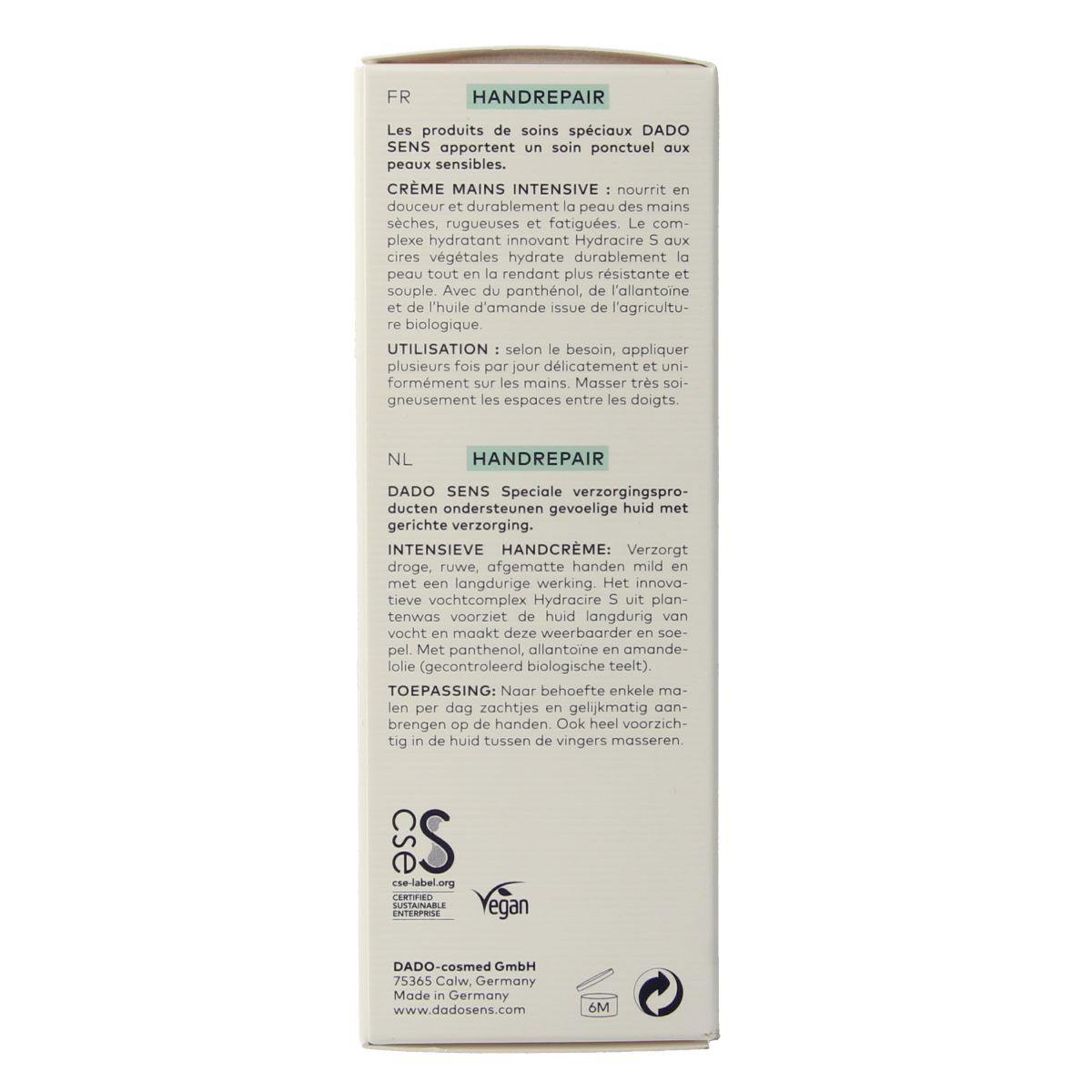 Dado Sens Handrepair intensive cream bio 50.00 Milliliter