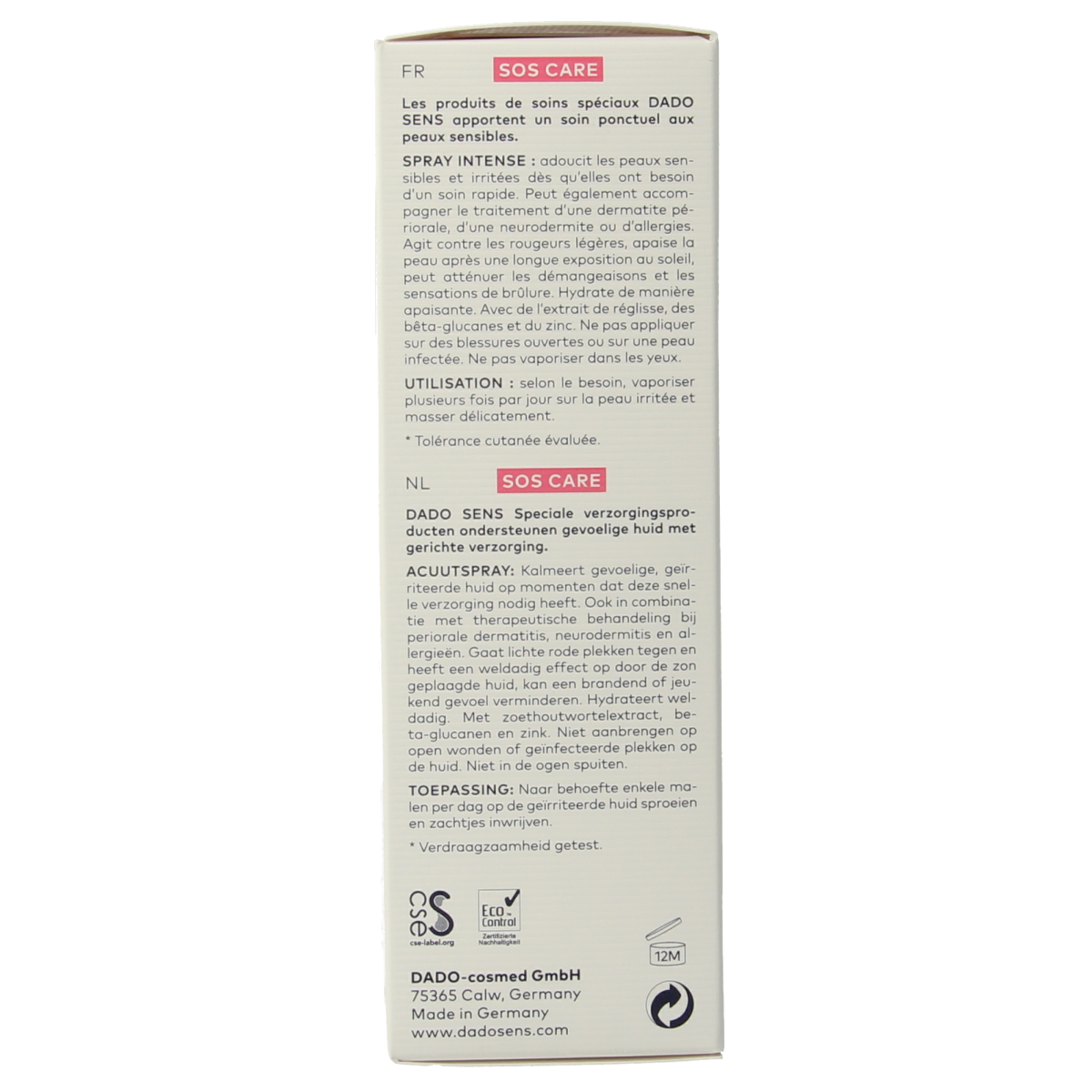 Dado Sens SOS care acute spray 50.00 Milliliter