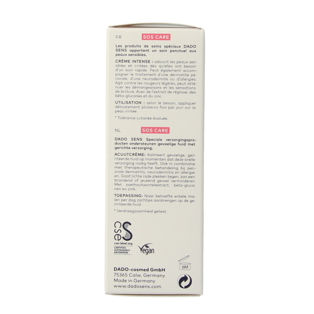 Dado Sens SOS care acute cream bio 30.00 Milliliter