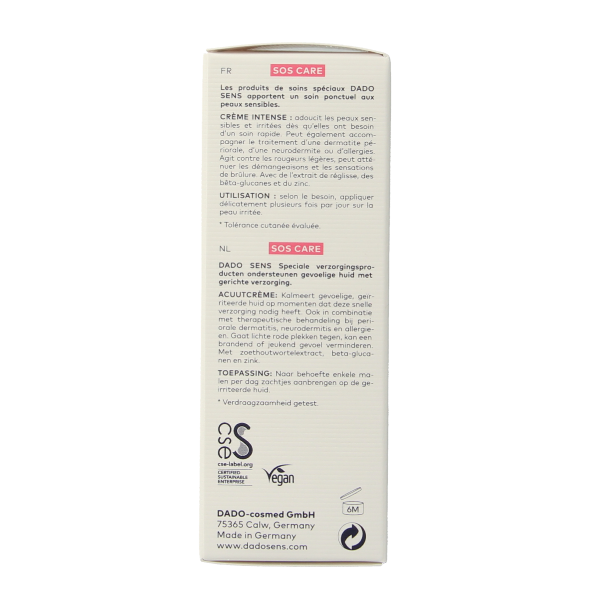 Dado Sens SOS care acute cream bio 30.00 Milliliter
