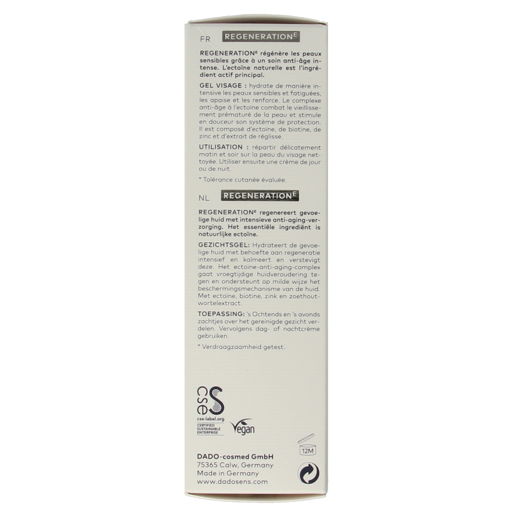 Dado Sens Regeneration E facial gel bio 15.00 Milliliter