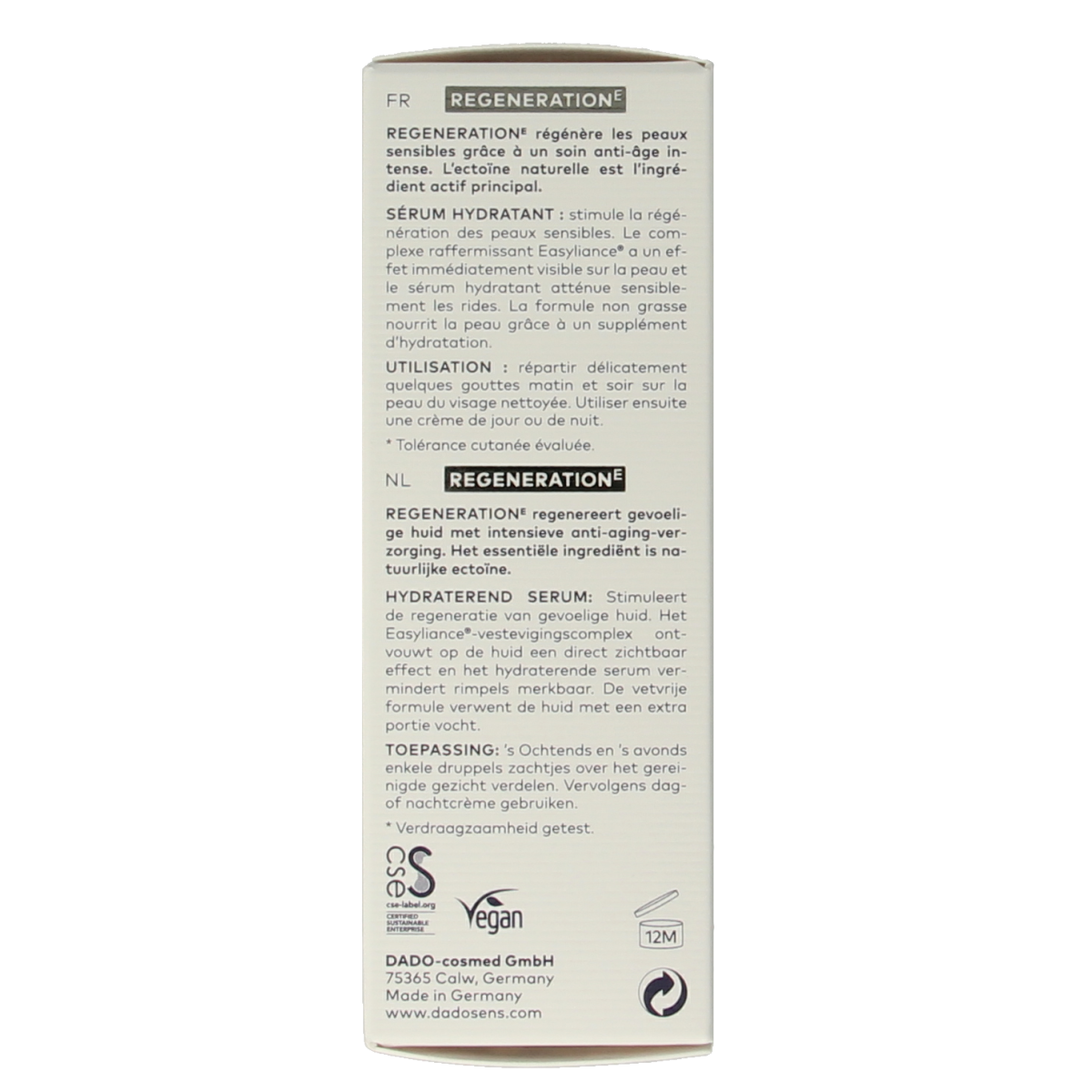 Dado Sens Regeneration E moisturising serum bio 20.00 Milliliter