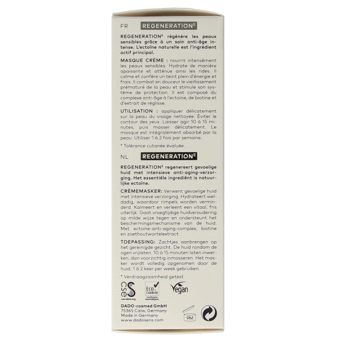 Dado Sens Regeneration E cream mask bio 50.00 Milliliter