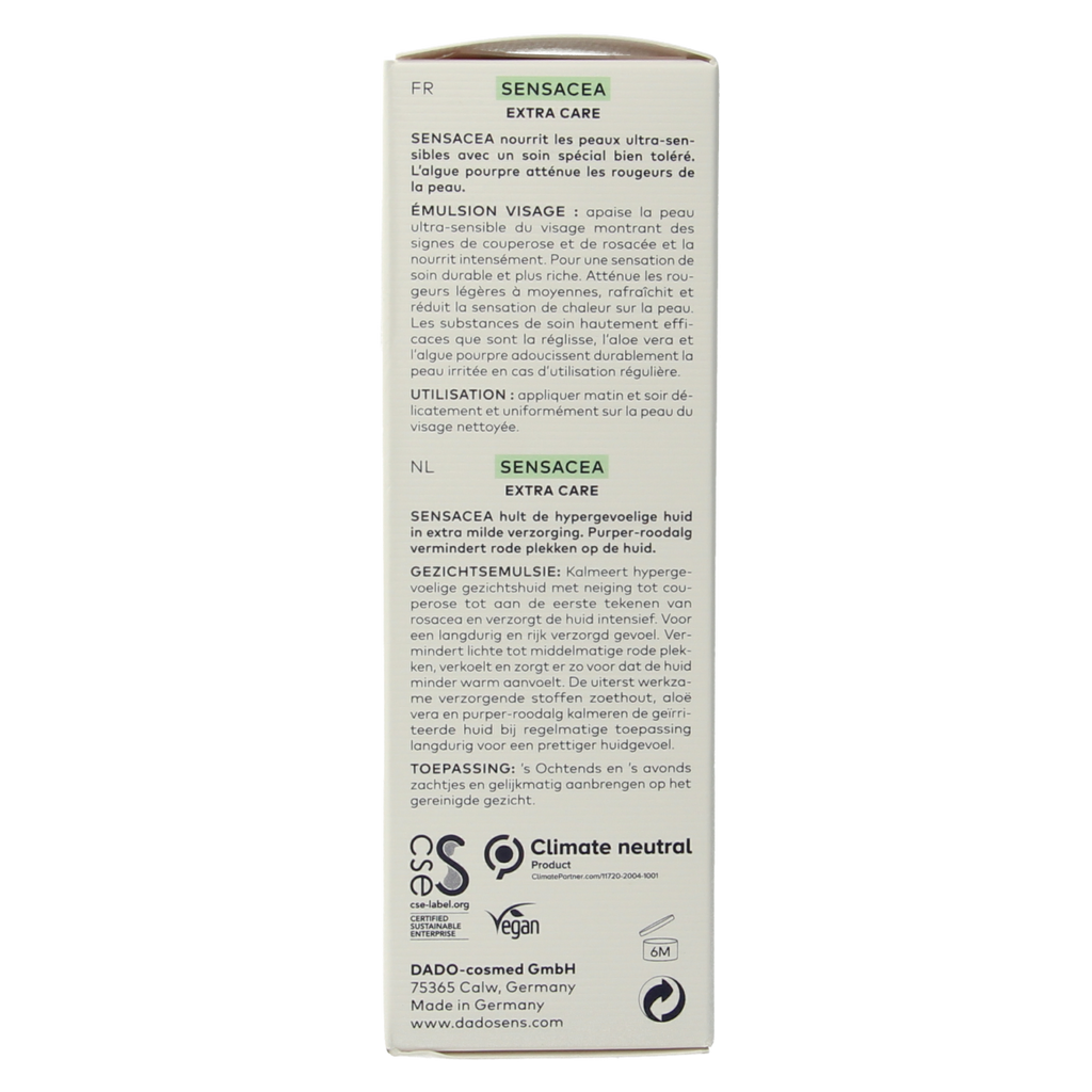Dado Sens Sensacea extra care face emulsie bio 50.00 Milliliter
