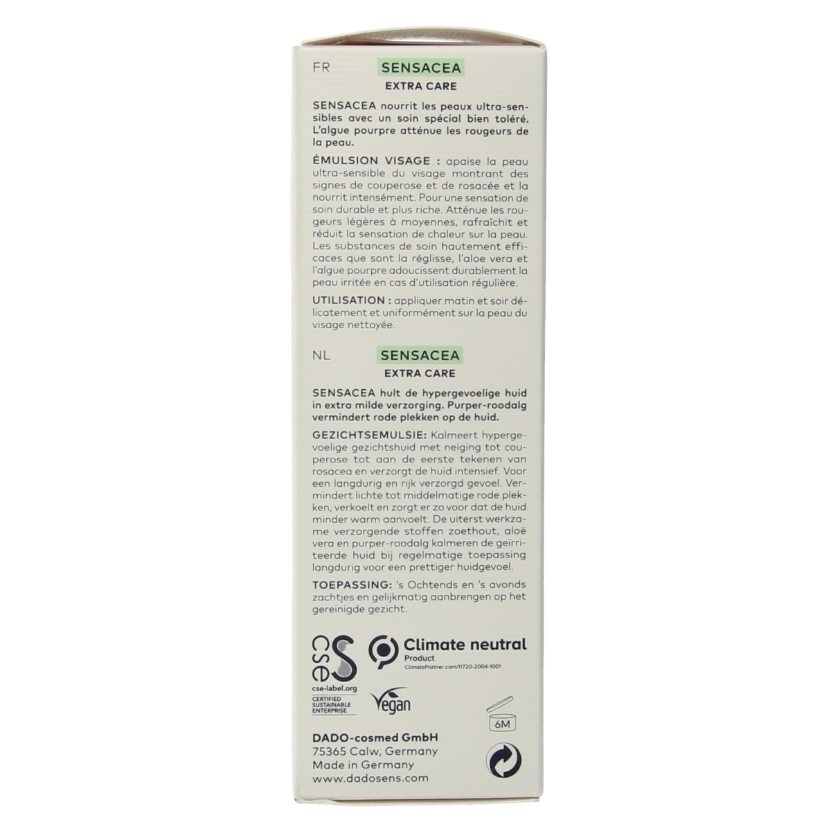 Dado Sens Sensacea extra care face emulsie bio 50.00 Milliliter