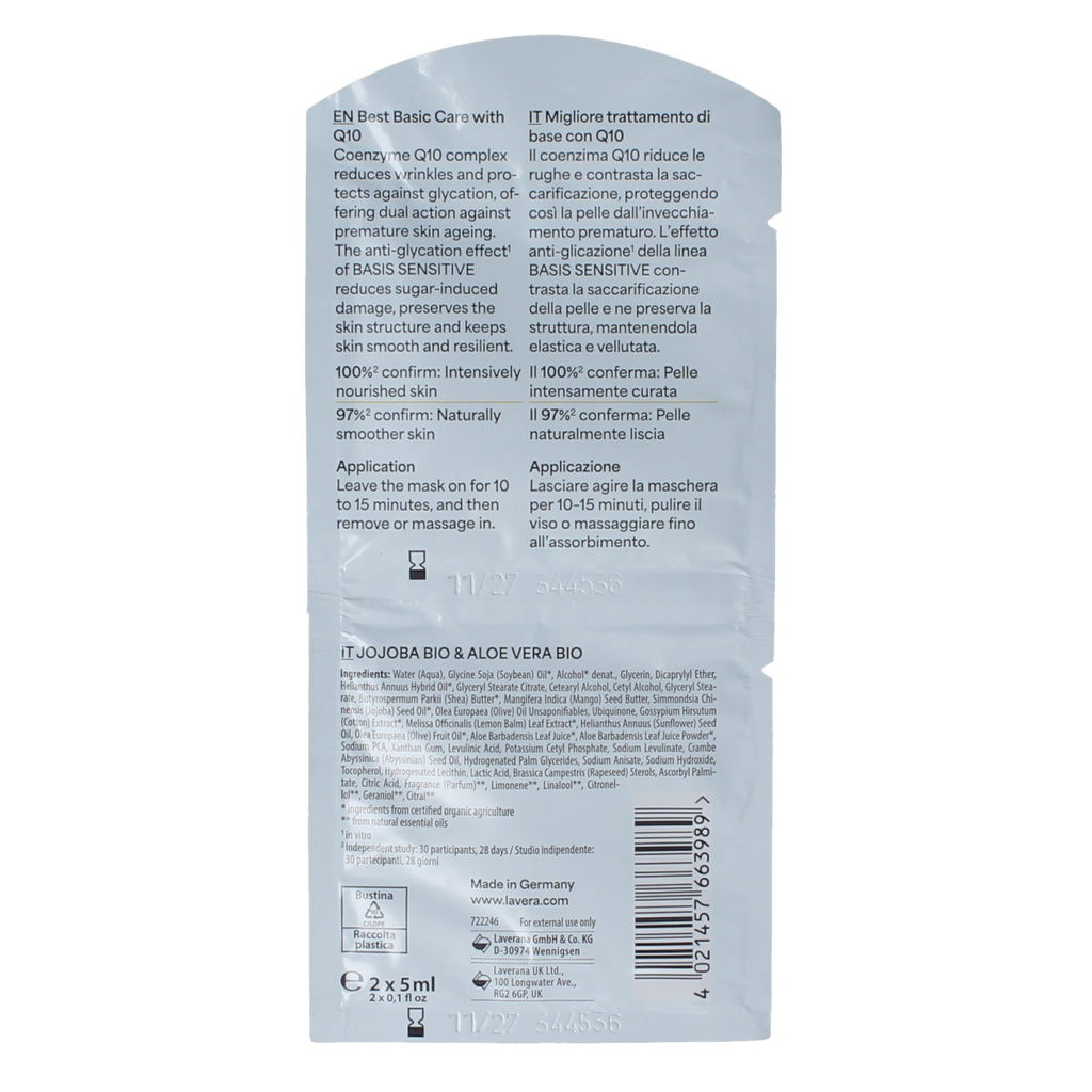 Lavera Basis sensitive Q10 mask 2x5ml 10.00 Milliliter