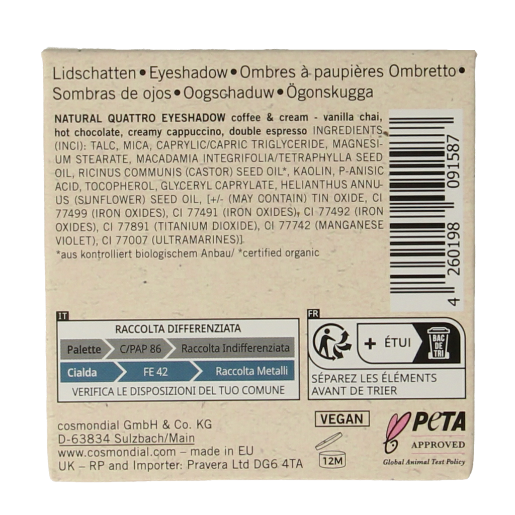 Benecos natural beauty Oogschaduw Quatro Coffee & cream 1.00 Set