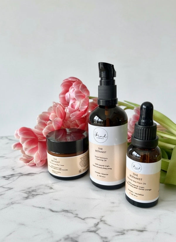 Kind Essentials The Botanist Demi-Gift Set on a marble top