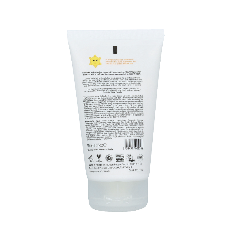 Green People Zonnebrand kind parfumvrij SPF30 150 Milliliter