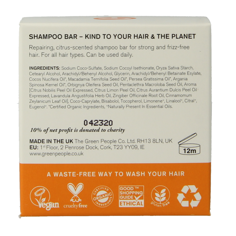 Green People Shampoo bar citrus & ginger 50 Gram