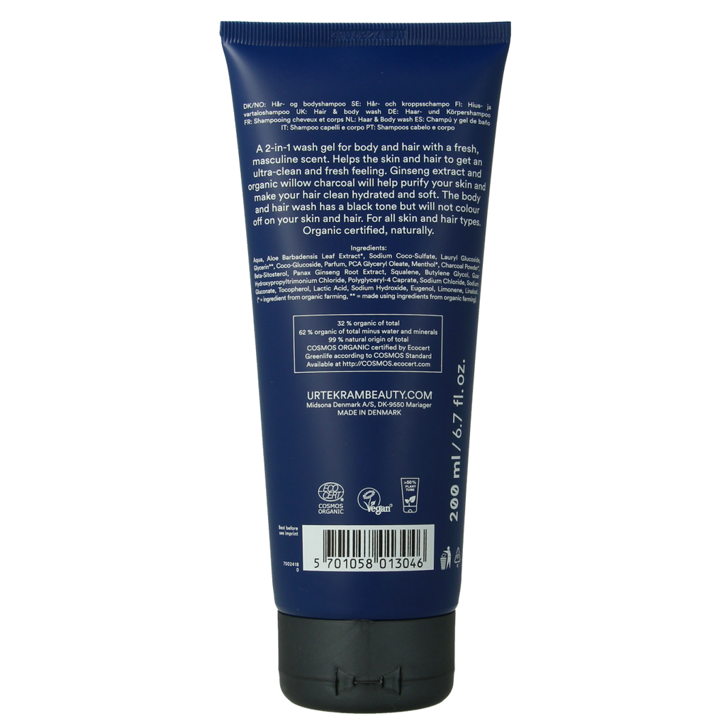 Urtekram Men haar en body wash 200.00 Milliliter