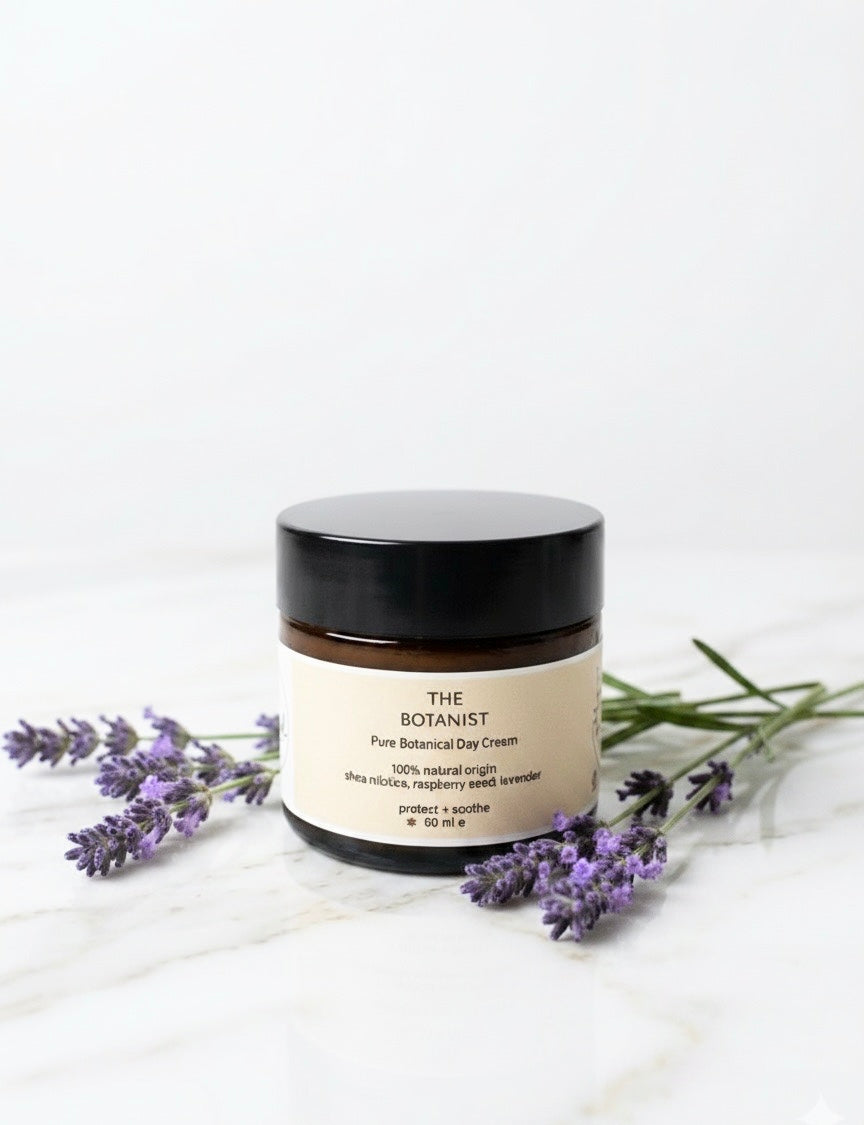 Kind Essentials The Botanist Pure Botanical Day Cream on a marble top