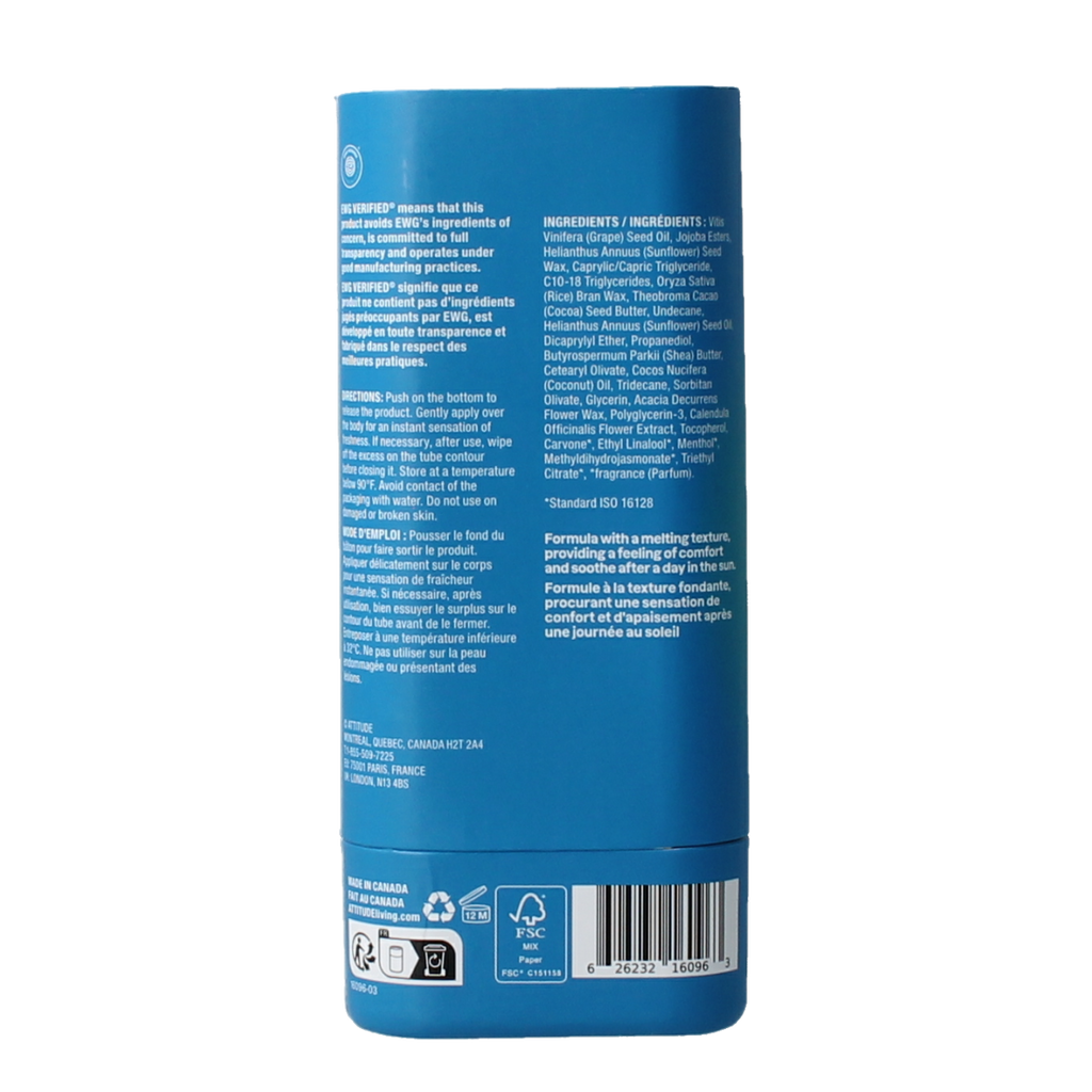 Attitude Sunly after sun stick mint & cucumber SPF30 60.00 Gram