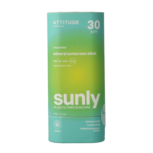 Attitude Sunly zonnebrandstick SPF30 parfumvrij 60.00 Gram
