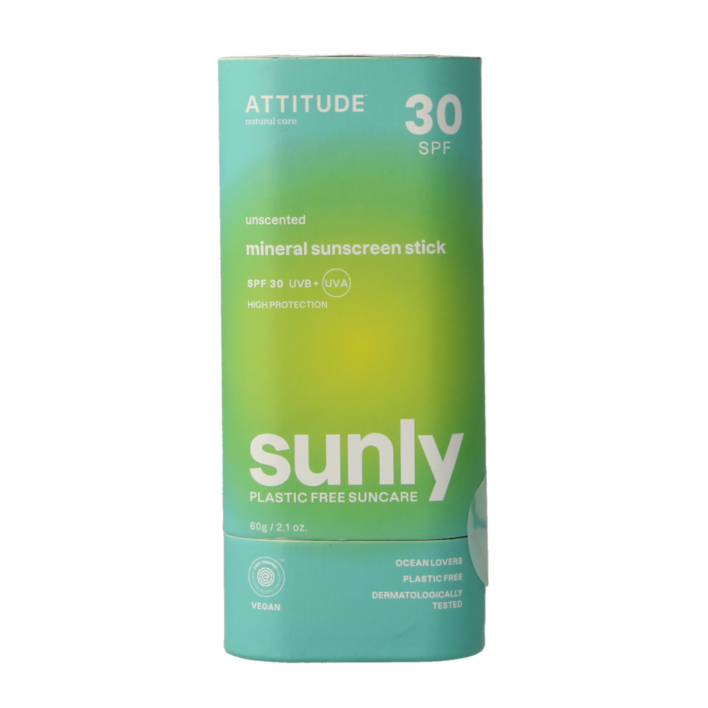 Attitude Sunly zonnebrandstick SPF30 parfumvrij 60.00 Gram