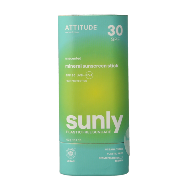 Attitude Sunly zonnebrandstick SPF30 parfumvrij 60.00 Gram